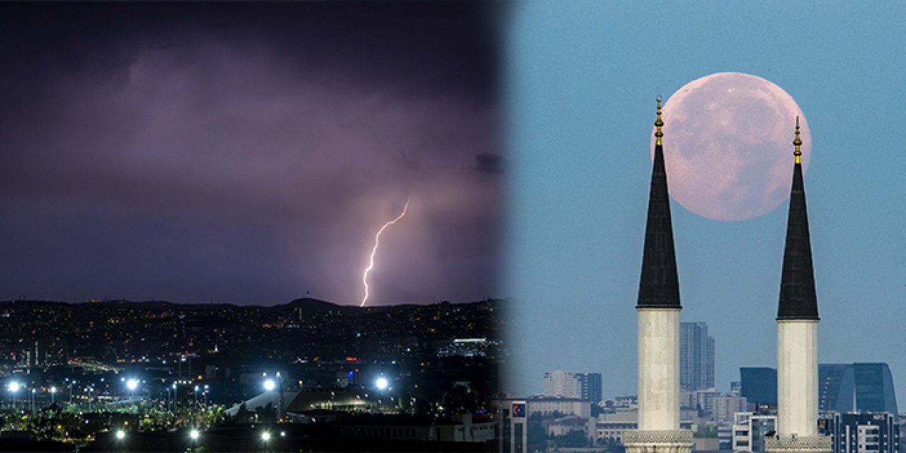 Ankara’da önce şimşek ardından ‘Süper Ay’ görsel şölen sundu