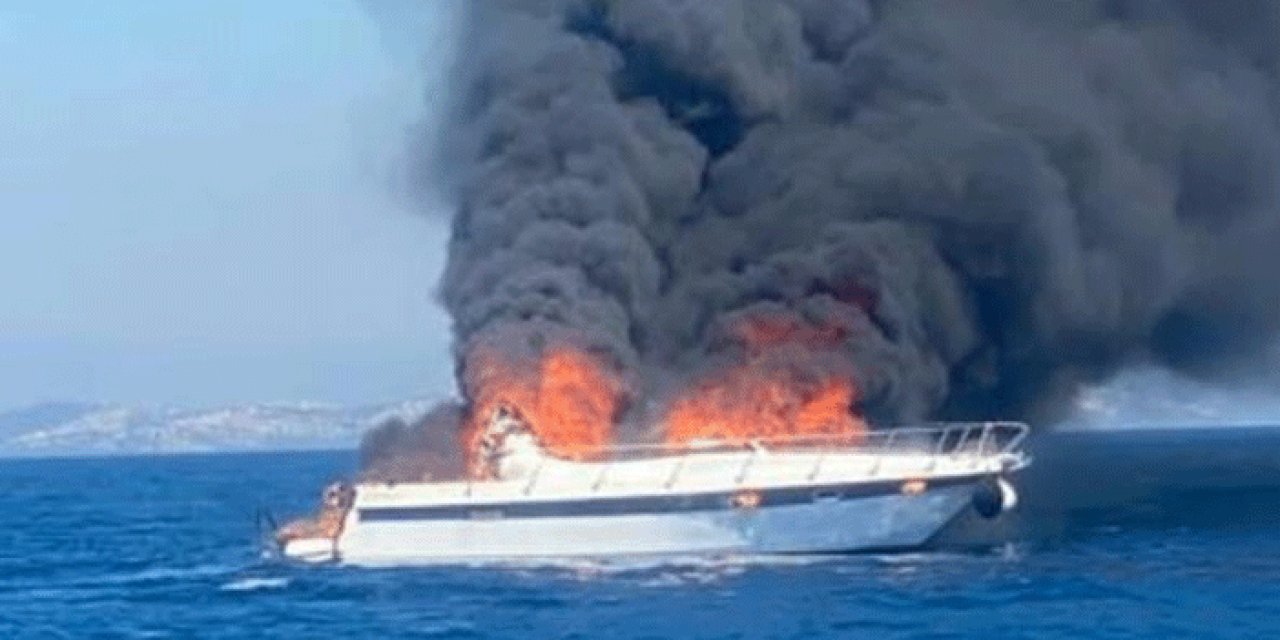 Muğla'da motoryat yandı: 8 kişi kurtarıldı