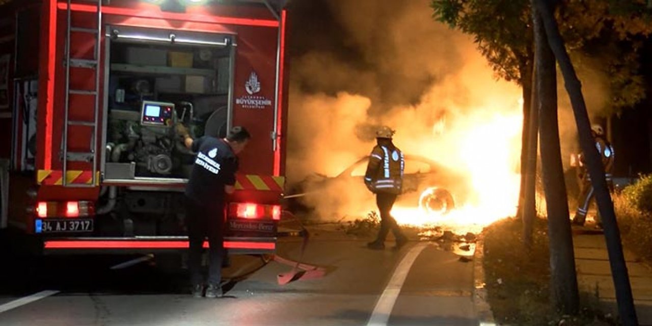 Kaza yaptı; alevlere karıştı