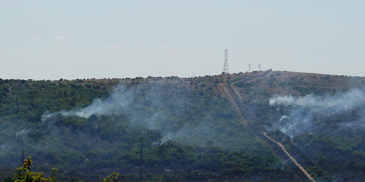 Sınırı oluşturan ormanda yangın