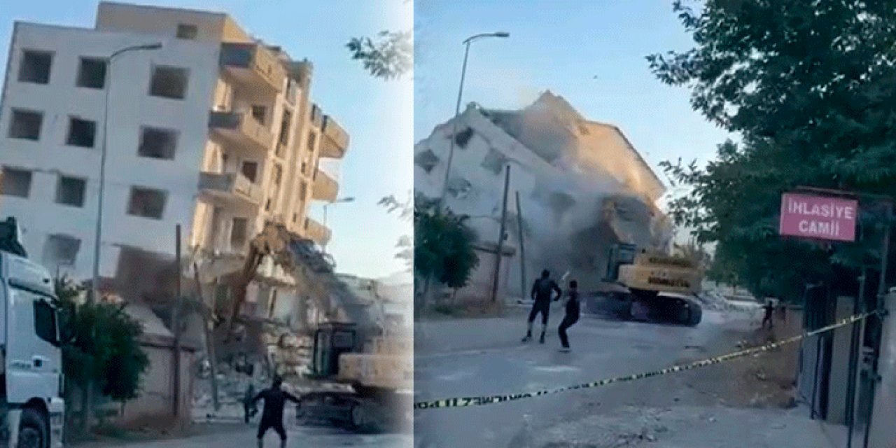 5 katlı bina yıkım sırasında çöktü
