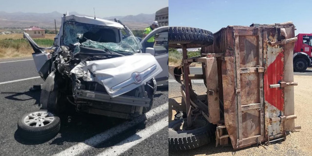 Elazığ'da traktör hafif ticari araçla çarpıştı: 1’i ağır 5 yaralı