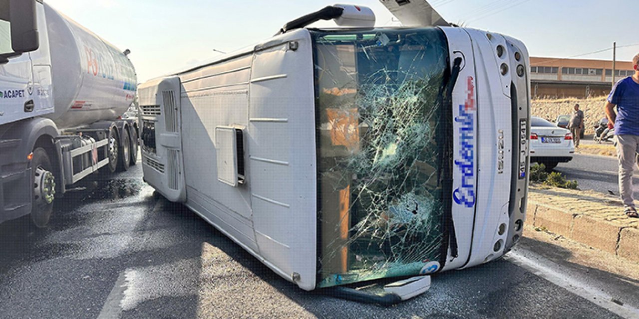 İşçileri taşıyan servis devrildi: 25 yaralı