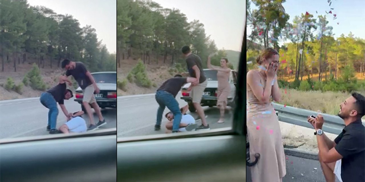 Antalya'da meydana gelen yol kavgasından evlilik teklifi çıktı