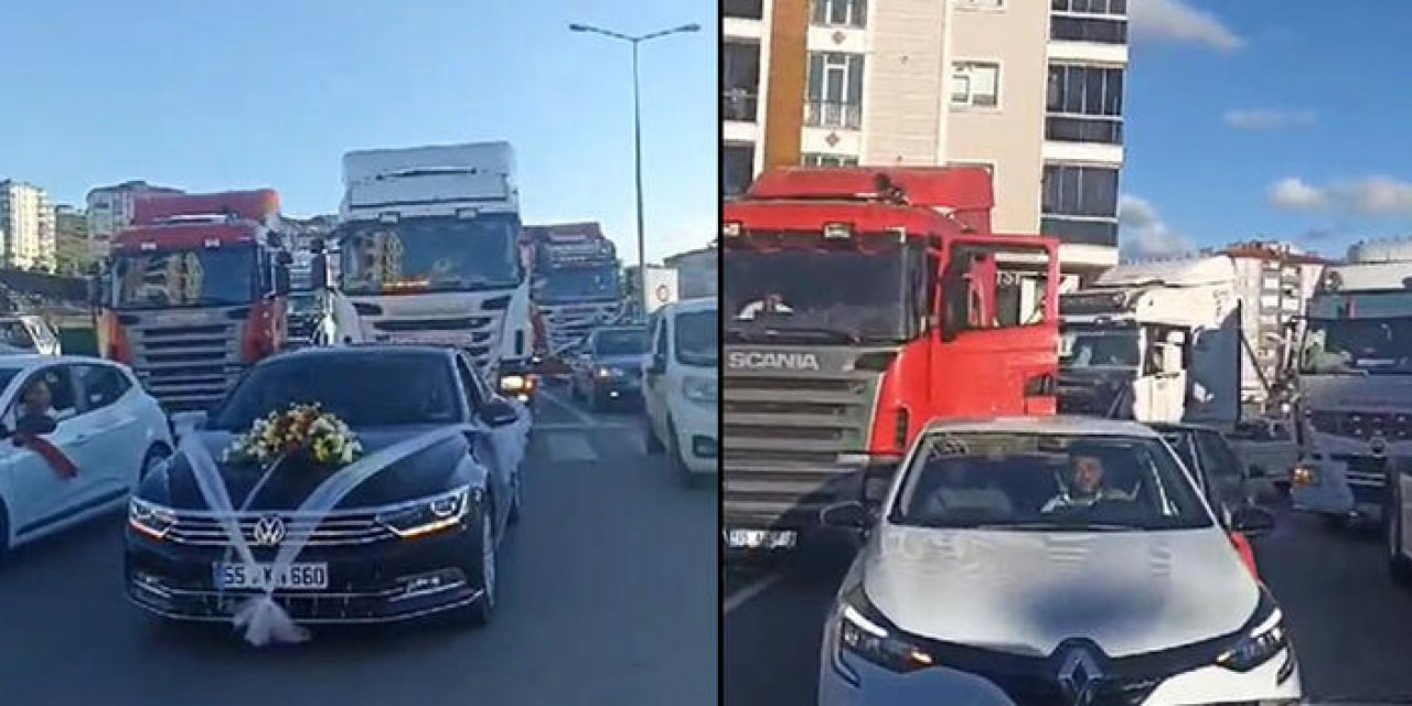 Düğün konvoyuna 10 TIR katıldı