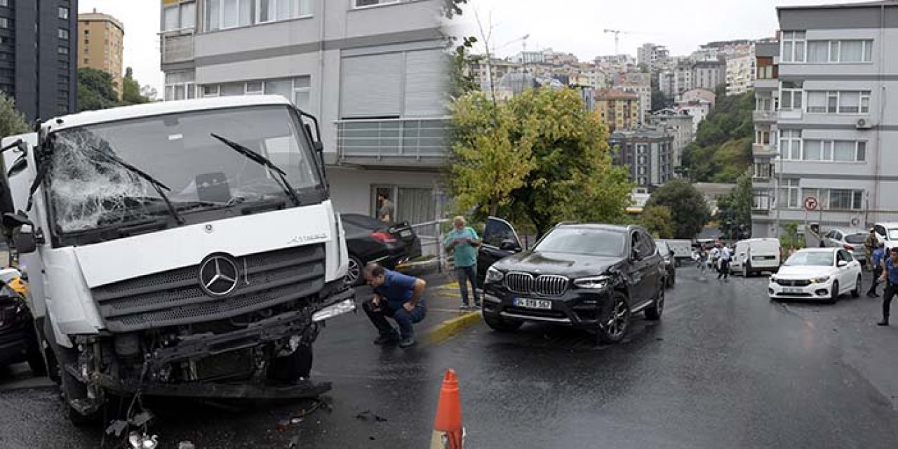 Kaygan yolda kontrolden çıktı; 7 araca çarptı