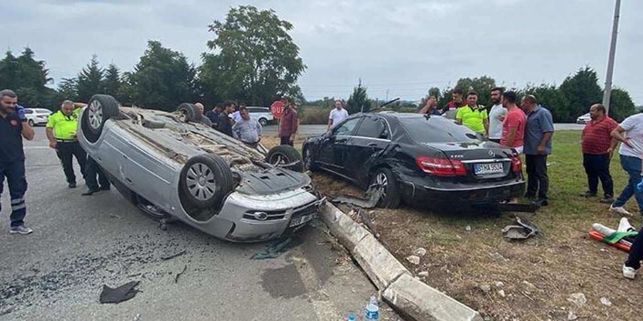 Otomobil takla atıp başka otomobile çarptı: 2 yaralı