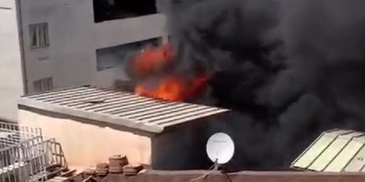 Patlayan klima motoru alev saçtı