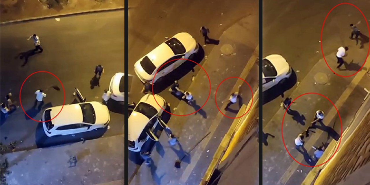 Sokak ortasında kavga: Taşlar, sopalar havada uçtu