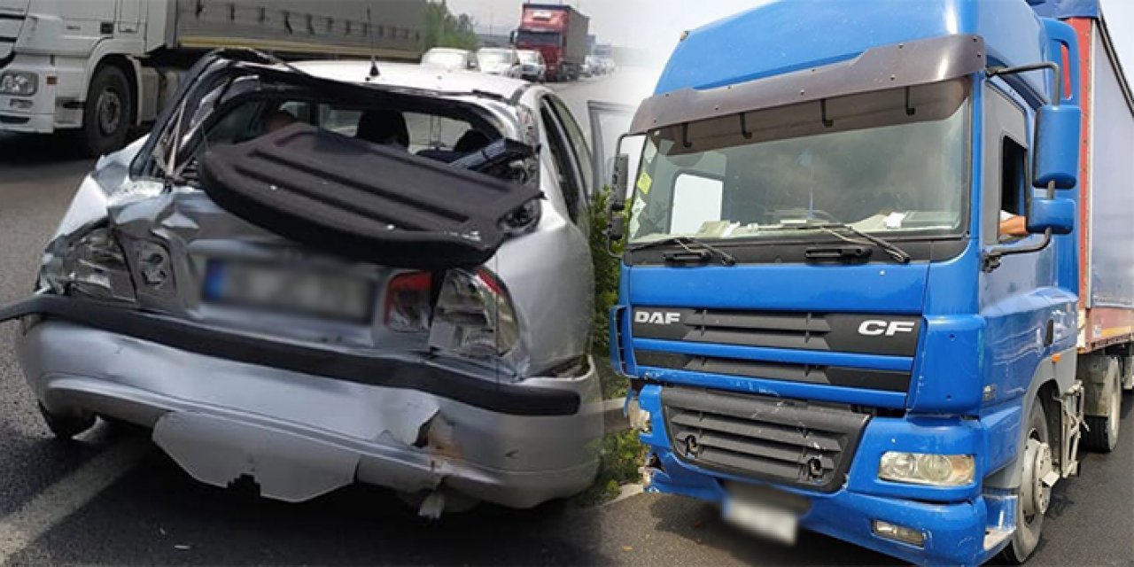 TIR’ın çarptığı araçtaki 5 kişi yaralandı