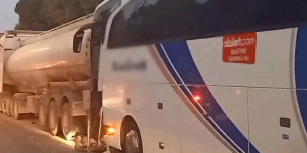 Ankara-İzmir karayolunda yolcu otobüsü tankere çarptı