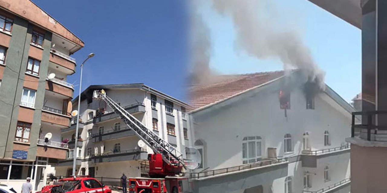 Keçiören'de çatı alevlere karıştı!