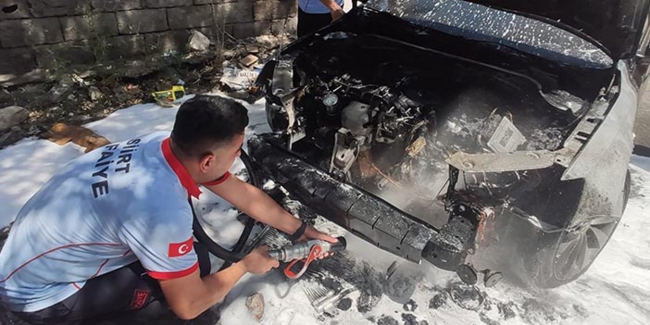 Park halindeki otomobil alevlere karıştı