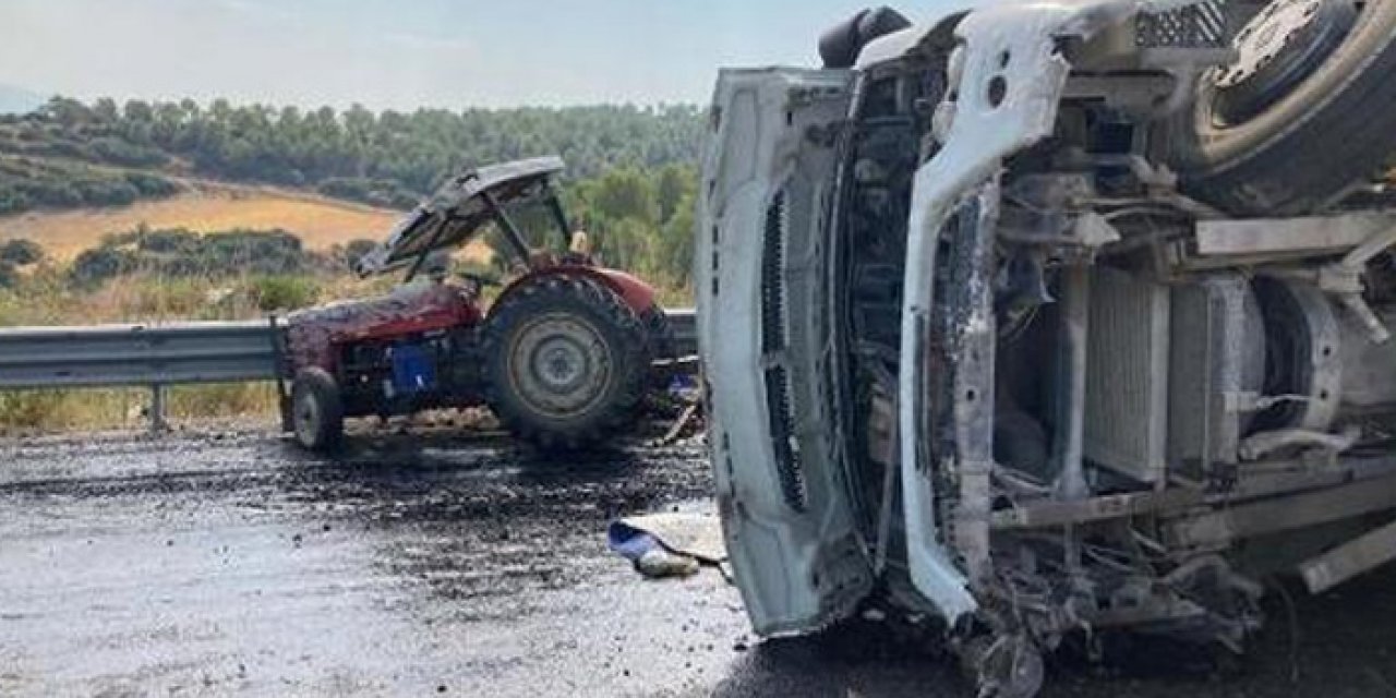 Kamyon ile traktör çarpıştı: 1 ölü, 4 yaralı