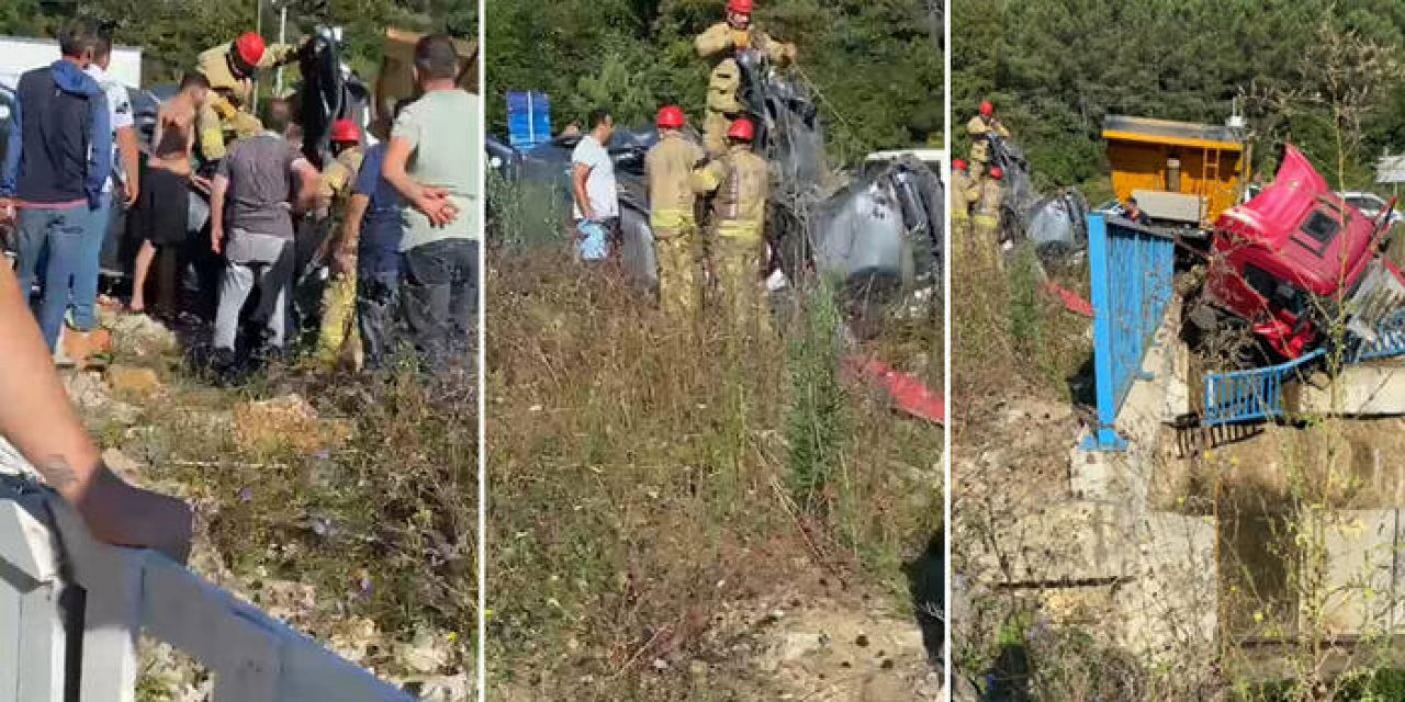 Hafriyat kamyonu ile otomobil çarpıştı