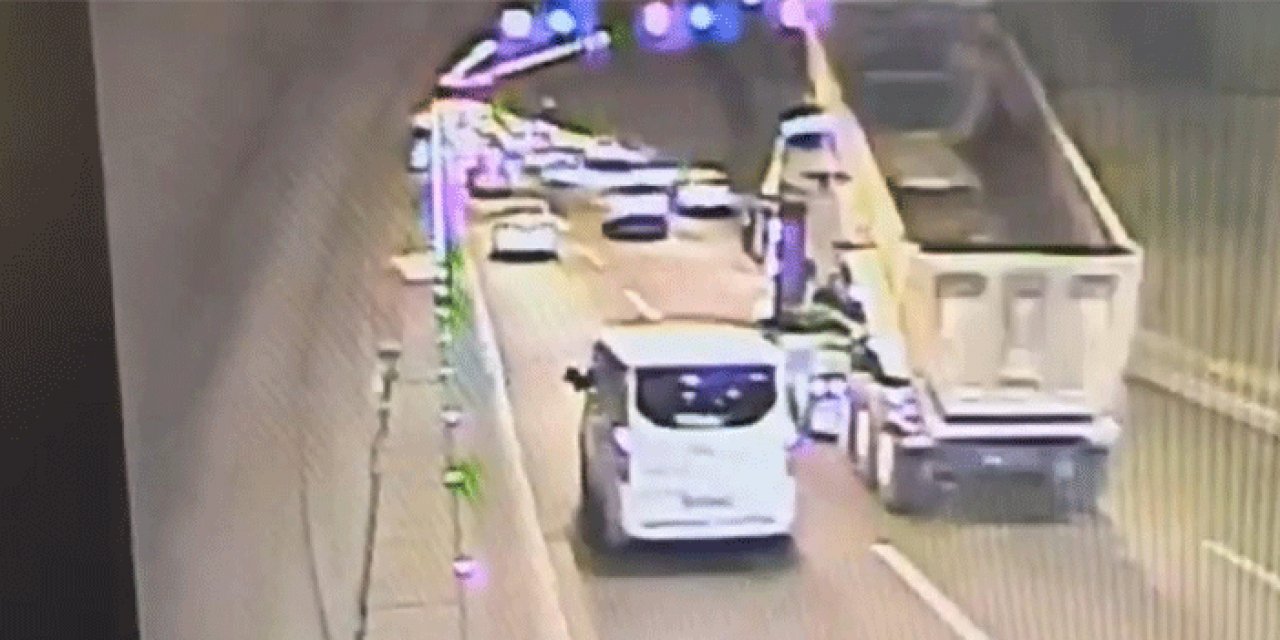 Damperi açık kamyon tüneli birbirine kattı