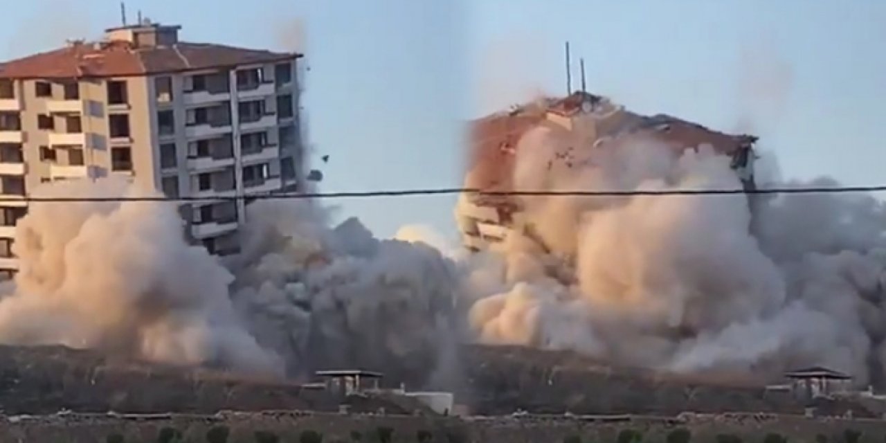 15 katlı hasarlı bina, dinamitle yıkıldı