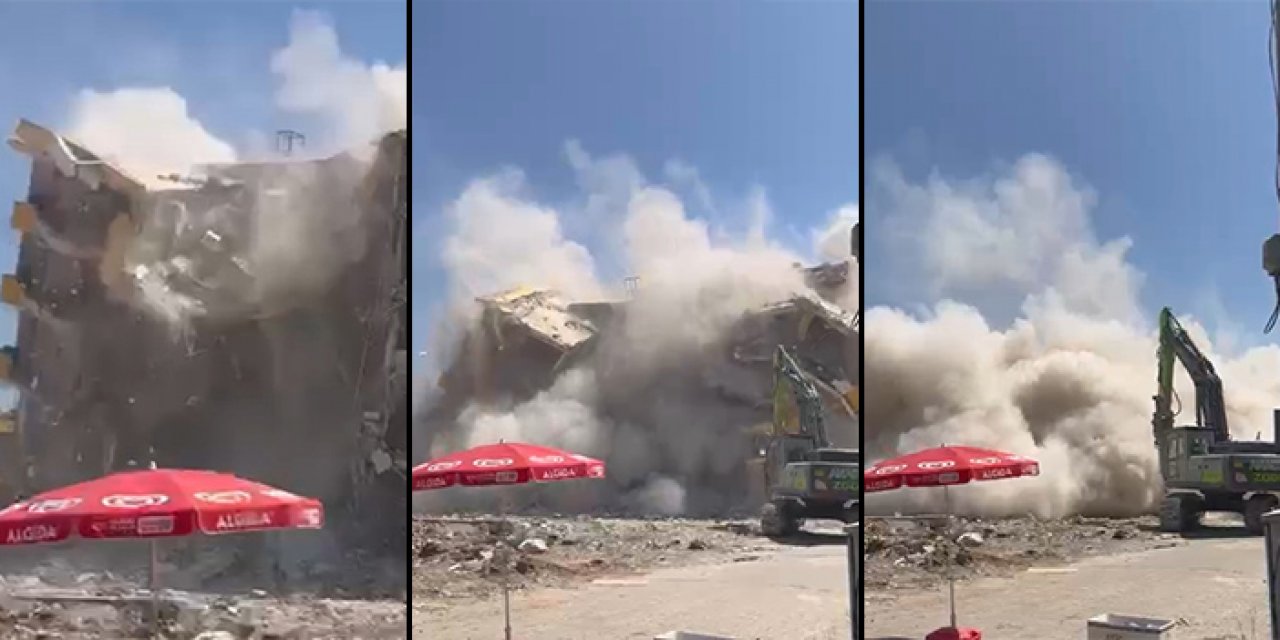 Hasarlı bina kontrollü yıkım esnasında çöktü