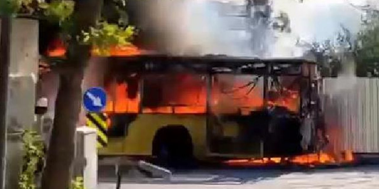 İstanbul'da ETT otobüsü alev topuna döndü