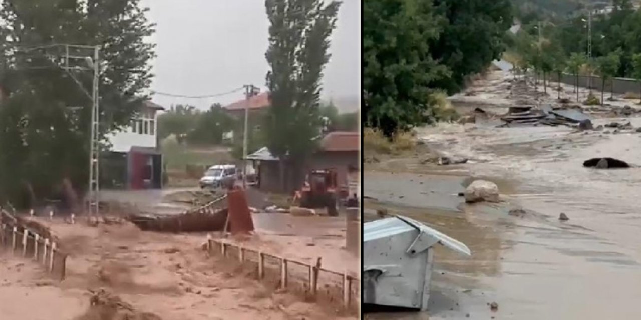 Kayseri'de sağanak: 4 ilçede sel meydana geldi