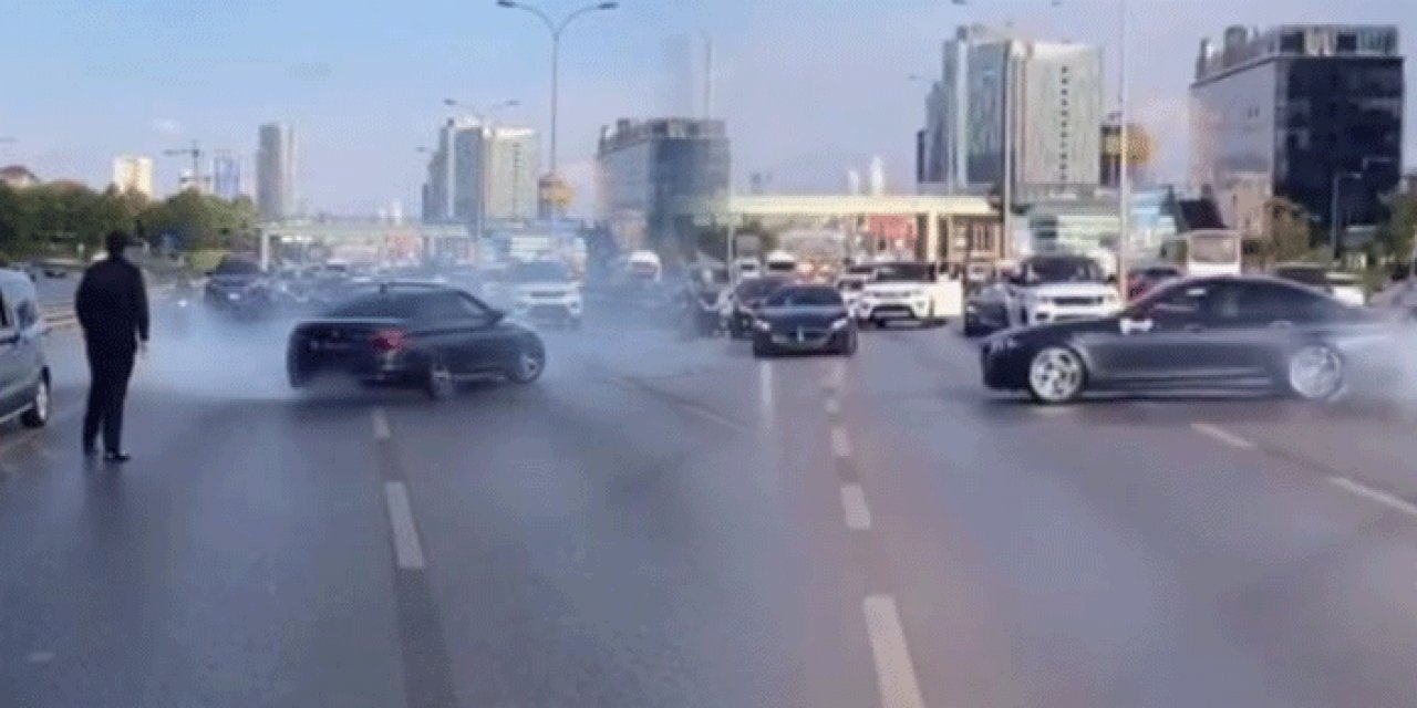 Magandalar yakalandı: Düğün konvoyunda yolu kapatıp drift attılar