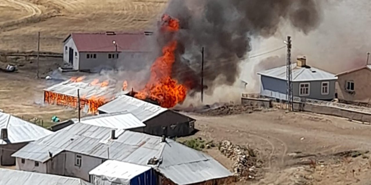 Ahırda çıkan yangında 22 küçükbaş telef oldu