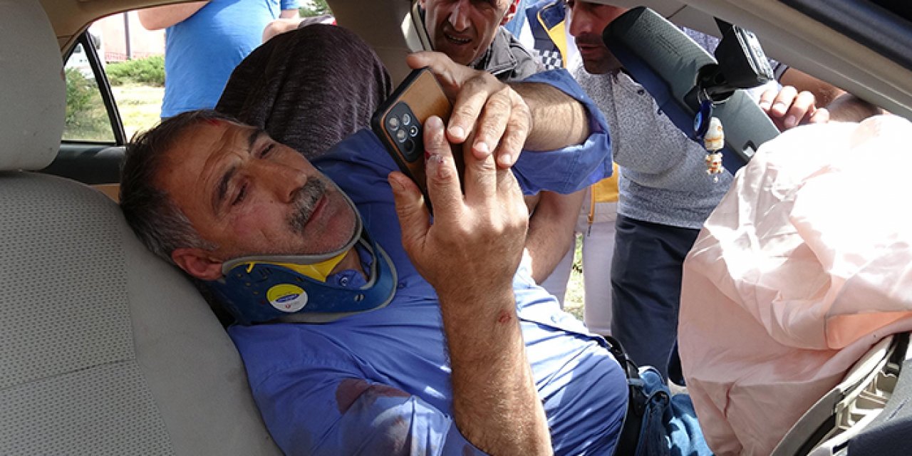 Sağlık ekibi çileden çıktı! Kaza yapan adam telefonu elinden bırakmadı