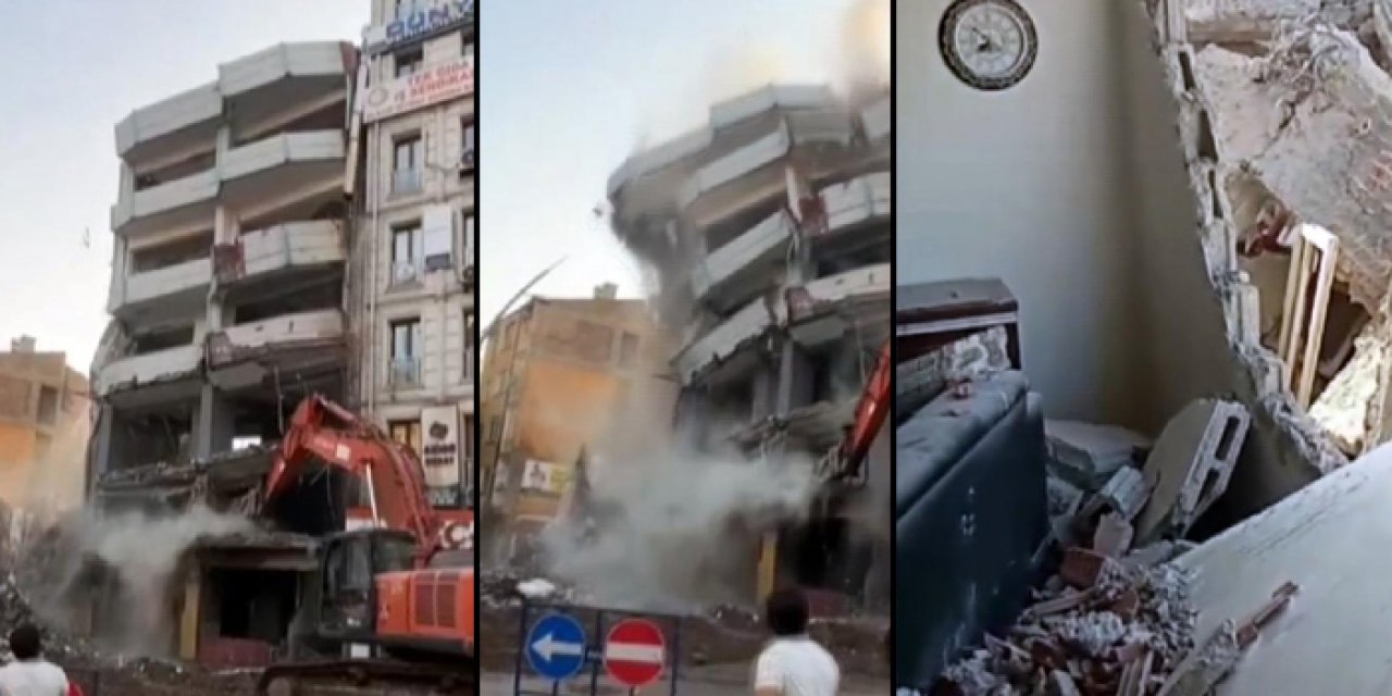 Elazığ'da ağır hasarlı bina sağlam binaya zarar verdi