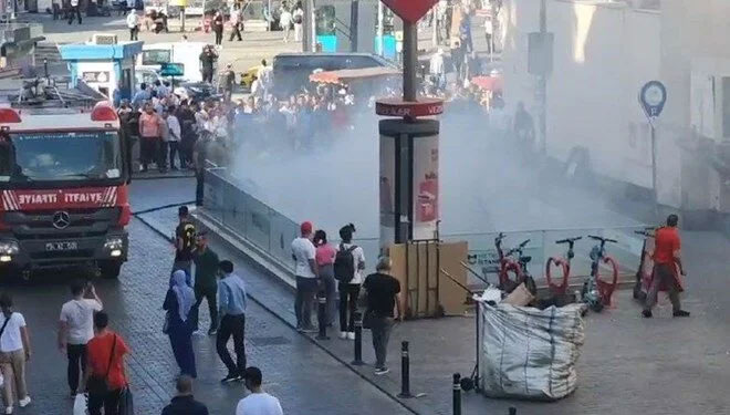 Vezneciler metro istasyonunda yangın çıktı