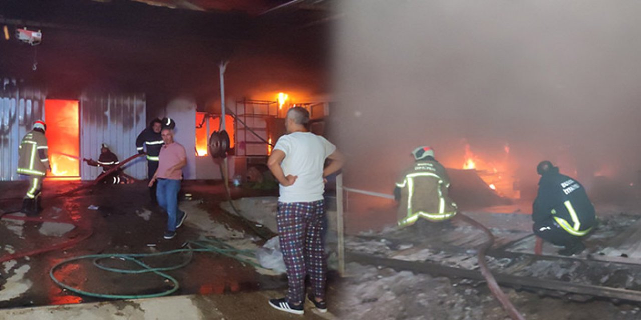 Bursa'da mobilya imalathanesi alev alev yandı: 3 kişi dumandan etkilendi