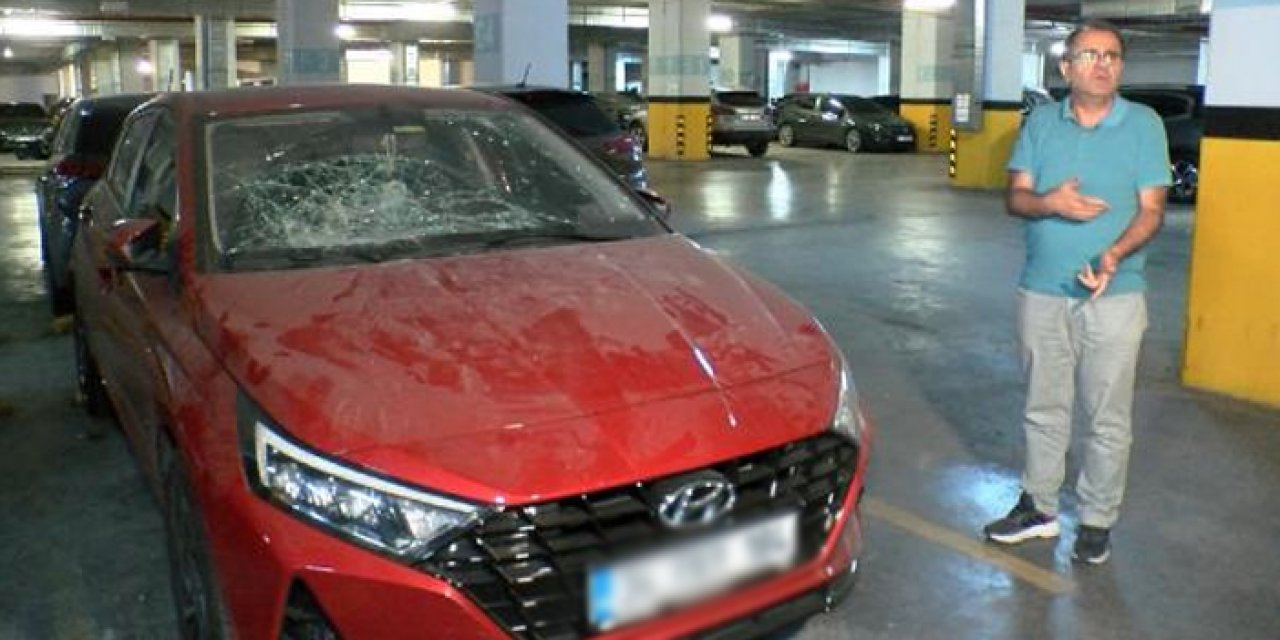 Otoparktaki 20 aracın camları ve aynaları kırıldı