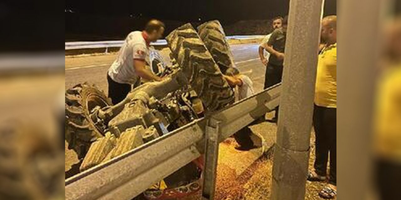 Kontrolden çıkan traktörün sürücüsü yaralandı