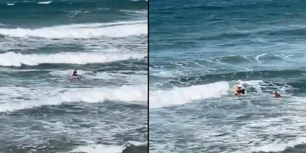 Dalgalara aldırış etmedi: Boğulmaktan son anda kurtarıldı