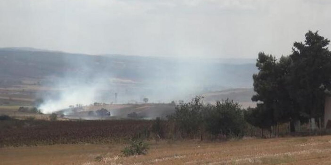 600 dönümlük alanda anız yangını çıktı