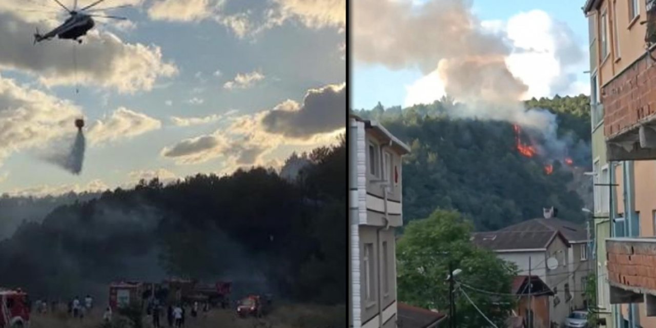 İstanbul'daki orman yangını helikopterle söndürüldü