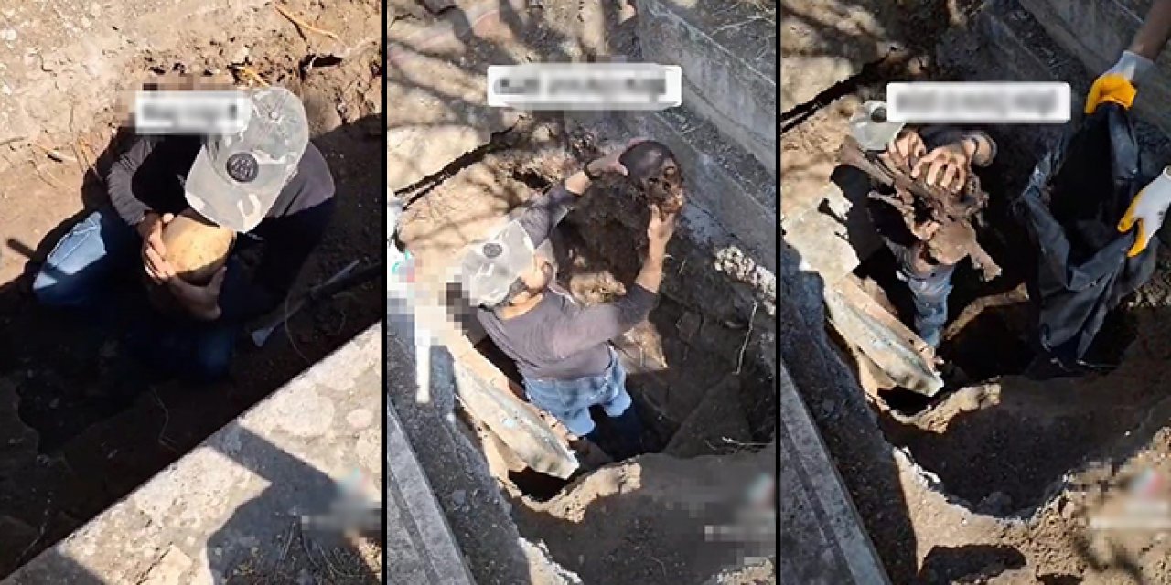 Mezar görevlileri pes dedirtti: Kafatası ve kemiklerle alay ettiler