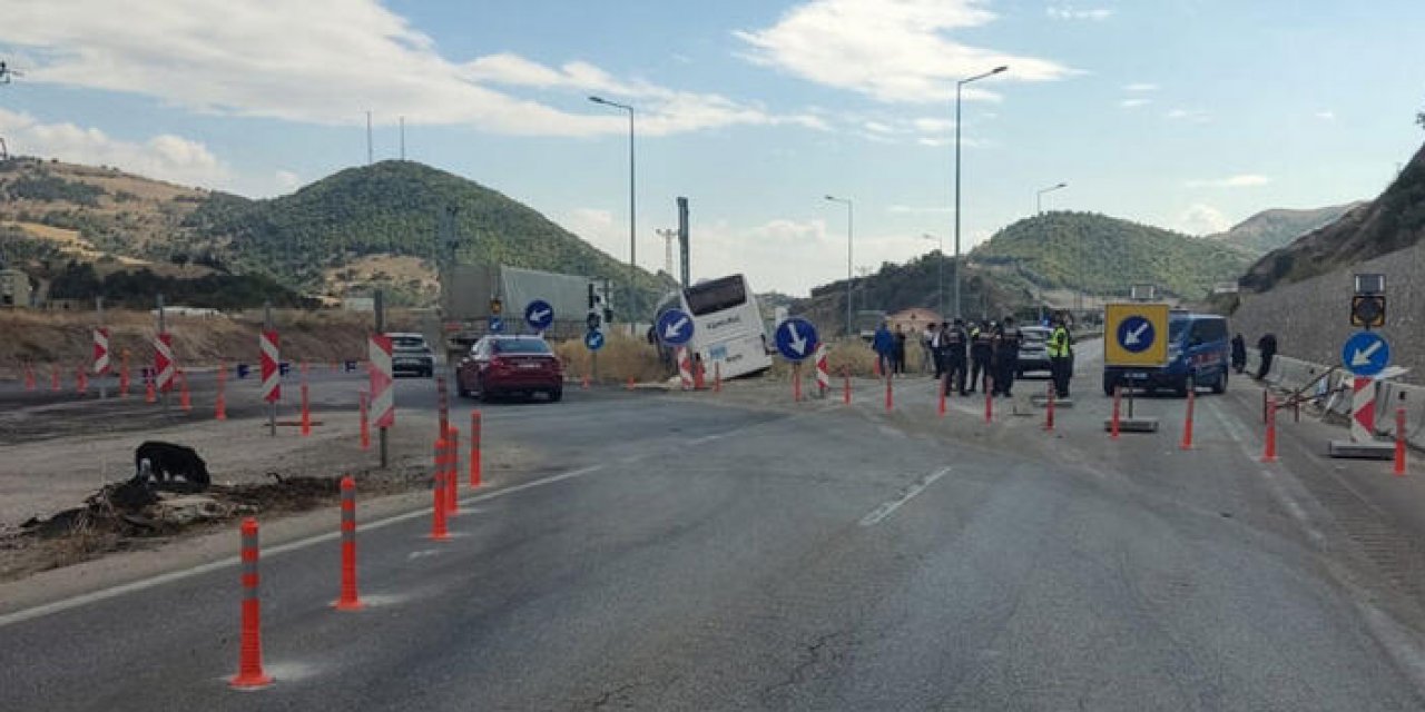 Yolcu otobüsü araziye girdi: 1 yaralı