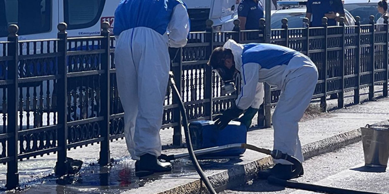 İstanbul Pendik'te yol kenarına bırakılan bidonda kimyasal madde bulundu!