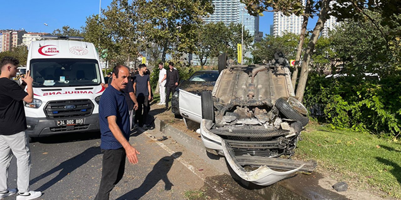 Kaza yapan araç takla attı: 2 yaralı