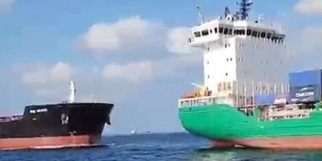 Ahırkapı açıklarında iki gemi böyle çarpıştı!