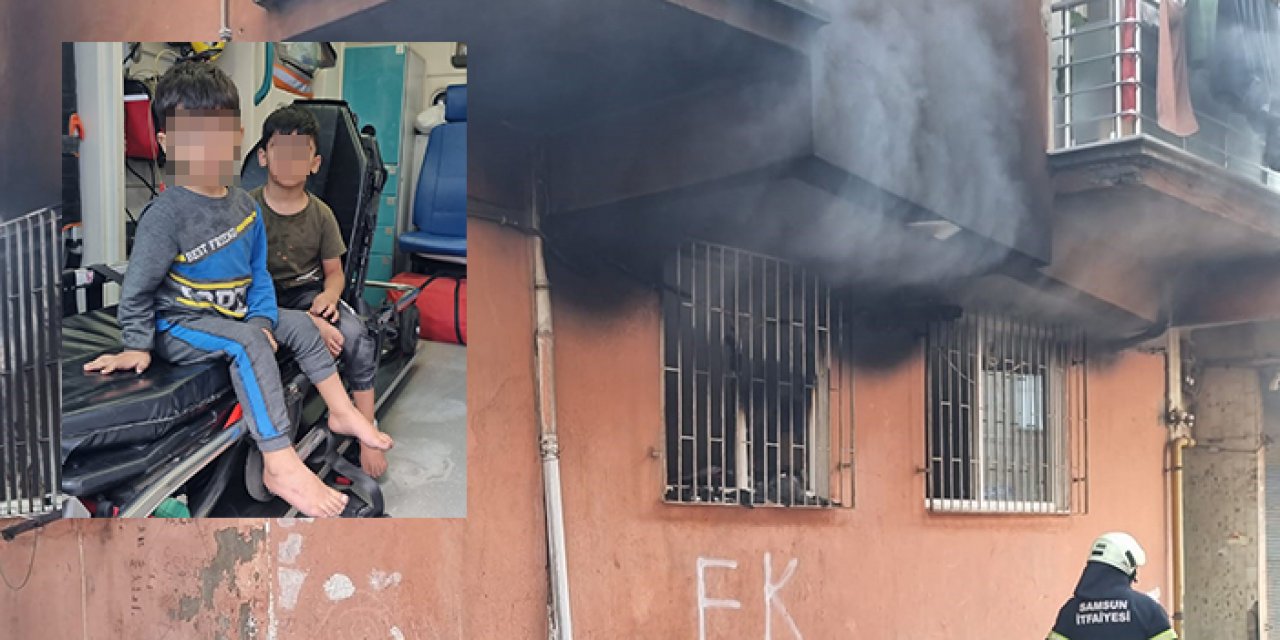 Yangında mahsur kalan çocukları mahalleli kurtardı: Hastanede tedaviye alındılar