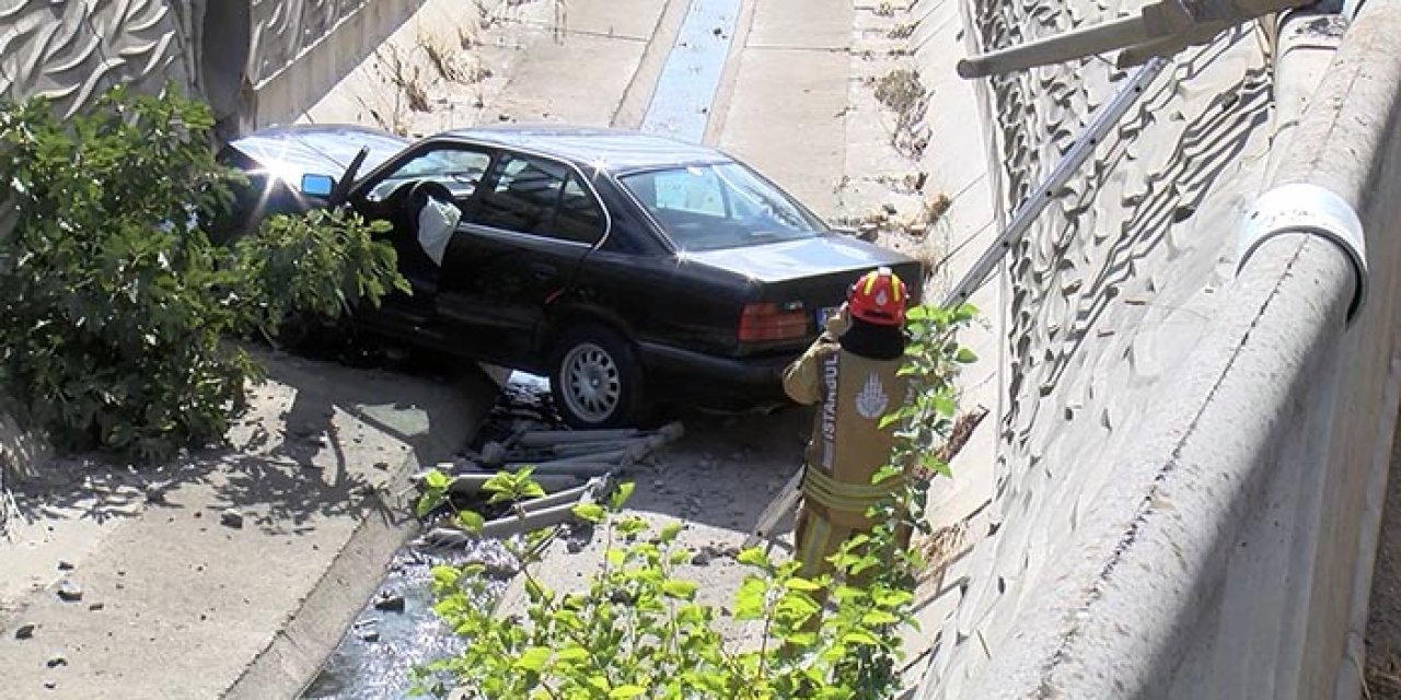 17 yaşındaki sürücü kanala uçtu!