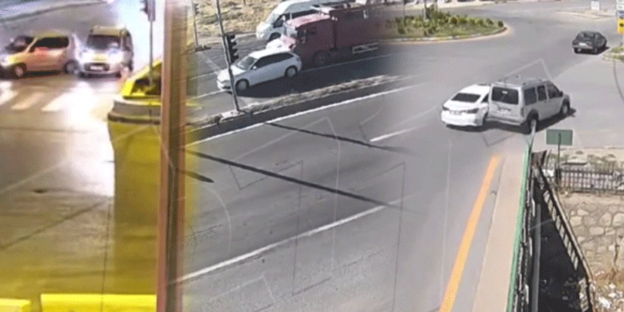 Kilit kavşaktaki trafik kazaları kameralara böyle yansıdı