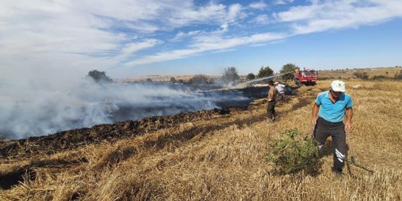 22 hektarlık tarlada anız yangını