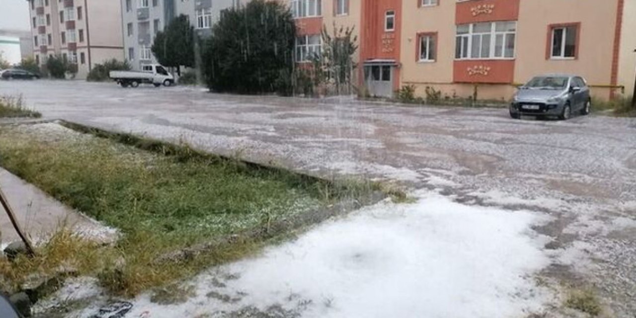 Kars'ta dolu etkili oldu: Yerler beyaza büründü