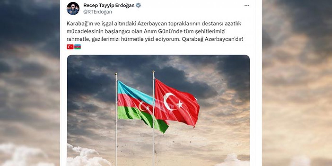 Cumhurbaşkanı Erdoğan, Azerbaycan’ın şehitlerini andı