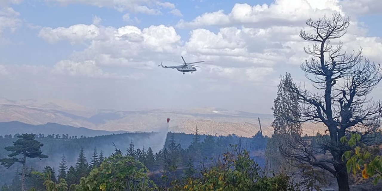 Konya yangınına havadan müdahale sürüyor