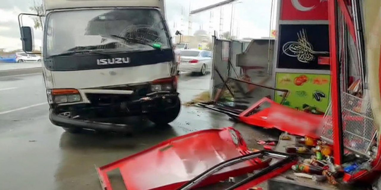 Kontrolünü kaybetti büfeye çarptı