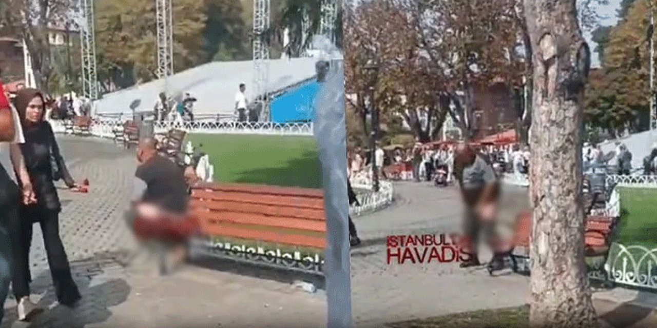 Sultanahmet Meydanı'nda ahlaksız olay: Herkesin içinde tuvaletini yaptı