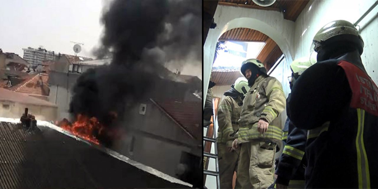 3 katlı binada çatı yangını